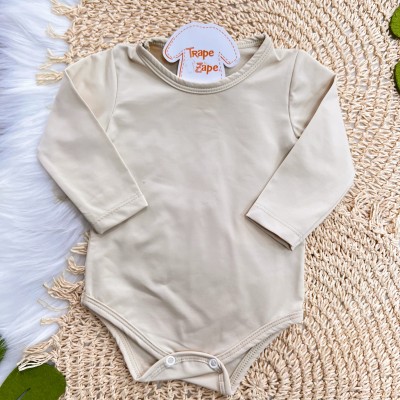 Body Manga Longa em Malha Térmica com Proteção UV50+- Areia